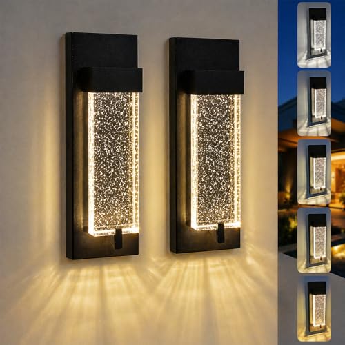 iYogaled 12 Bubble Glass Outdoor Wall Lights 5CCT Porch Lights 2 Pack