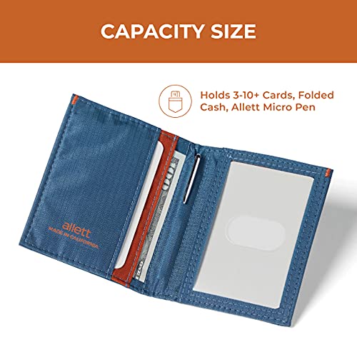 Allett Hybrid Card Wallet, Indigo Blue | Nylon, Rfid Blocking, Vertical Layout | Minimalist, Bifold, Card Holder, Water Resistant, Thin, Front Pocket | Holds 3-10+ Cards, Cash | Made In The Usa #TOP1