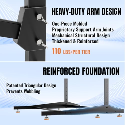 Image of 4-Tier Freestanding Kayak Rack, Pro-Grade Heavy Duty Outdoor Storage for 4 Boats, 440 lbs Max Capacity, Rust-Proof 304 Stainless Steel Hardware (Black)
