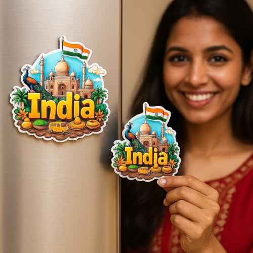 Image of Naxon India Fridge Magnet Souvenir | Decorative Kitchen & Home Decor | Travel Collectible Gift | Indian Culture Souvenir for Friends & Family | Strong Magnetic Fridge Sticker | Pack of 1