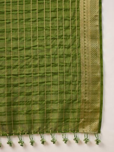 Image of AKHILAM Women's Kanjivaram Woven Soft Silk Saree With Blouse Piece