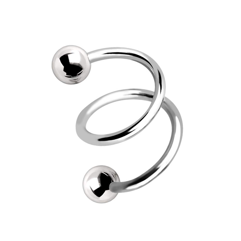 Cocobul Body Jewelry316L Stainless Steel Double Coil Twist Cartilage Earring | 16 Gauge 8mm Diameter