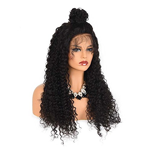 250% Denisty Natural Kinky Curly Human Hair Lace Front Wig Free Part Malaysian Virgin Hair Lace Wig for Black Women (20"130%)