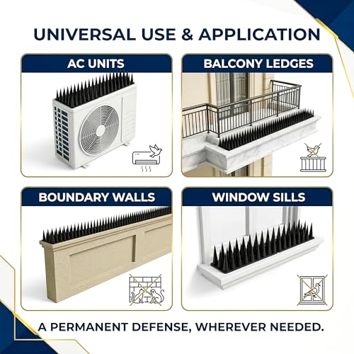 Image of SWAPKART (Pack of 30,Black) Anti Monkey Bird Plastic Spikes for AC Balconies Window Home Protection from Pigeon Monkey Crow Kabootar Area Covers 30 FT kabutar Control Scare Repellent Balcony Railing.