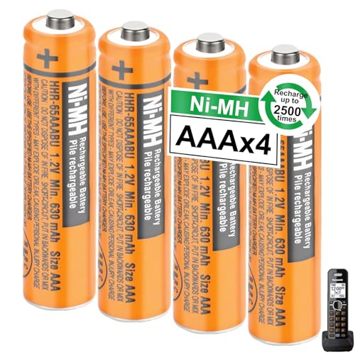 OSIM 4Pack HHR-65AAABU NI-MH AAA Rechargeable Batteries 1.2V 630mah AAA NiMH Batteries for Panasonic Cordless Phones, Remote Controls, Electronics