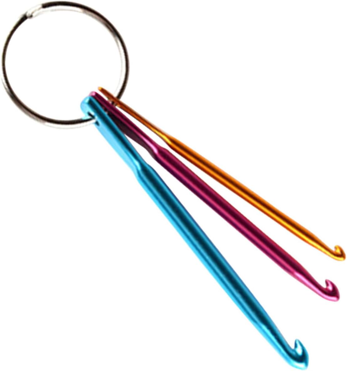 FRCOLOR 3pcs Mini Aluminum Crochet Hook with Key Chain Knitting Needles for Portable Crafting and Travel Crochet Supplies