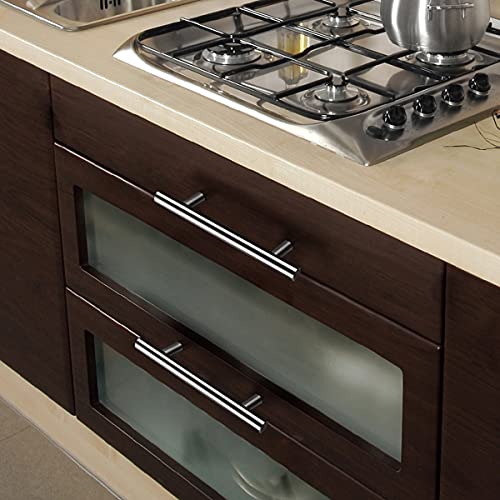 Image of Probrico 10 Pack 3.75 inch Hole Center Kitchen Cabinet Handles, Euro T Bar Polished Chrome Drawer Pulls Cabinet Pulls, Stainless Steel Cupboard Dresser Handles, 6 inch Length