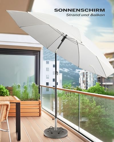 Menz Sonnenschirm Balkon + Sonnenschirmhülle - UV50+ Strandschirm 180 cm, Balkonschirm mit Knickfunktion, Gartenschirm, Sonnenschirm Strand - Fb. Beige 2