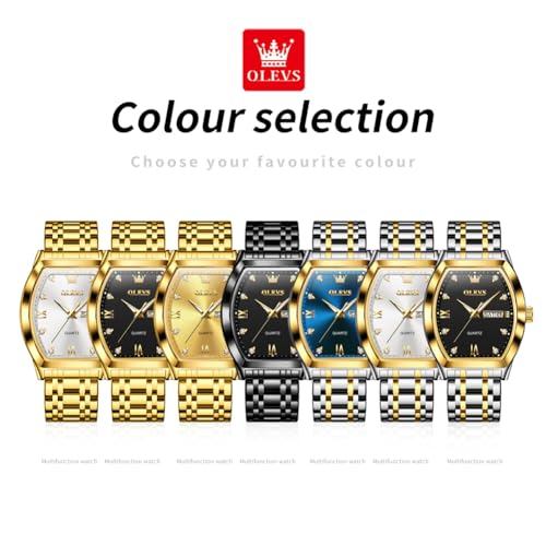 Image of OLEVS Men Watches Square Business Dress Diamond Analog Quartz Date Luxury Watch for Men Casual Stainless Steel Waterproof Luminous Wrist Watch
