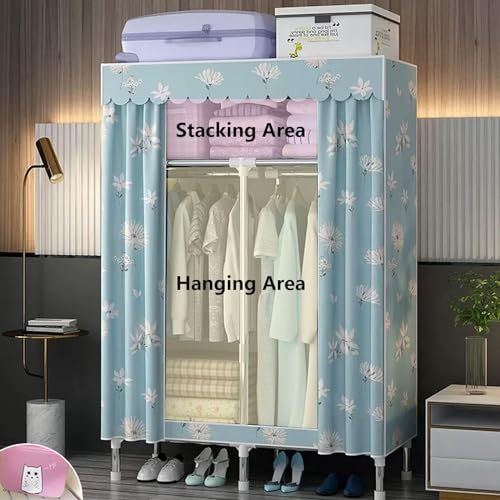 Armario portátil plegable verde de 88x48x176cm con barra para ropa 4