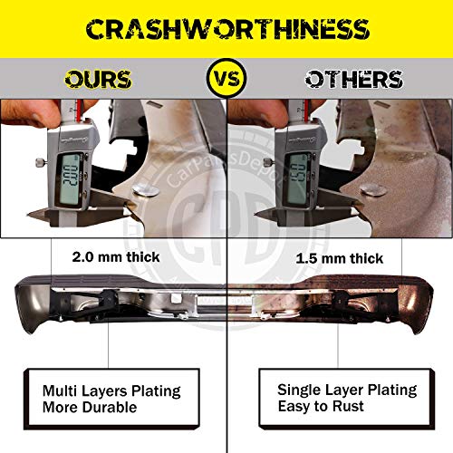 Carpartsdepot Rear Step Bumper Assembly Replacement Steel Chrome Compatible For 1999-2007 Silverado Gmc Sierra 1500 2500 Fits Gm1103122 #TOP2