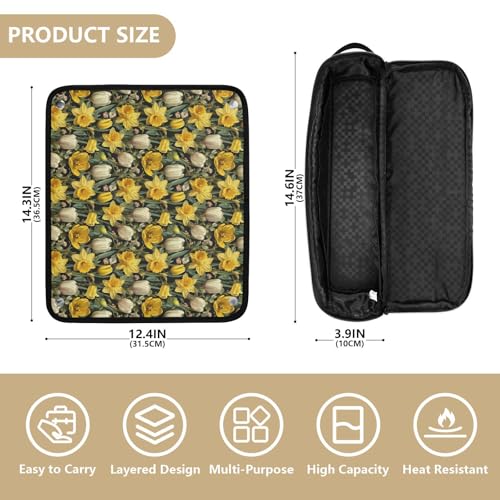 Bolsa de viaje floral amarilla para herramientas de cabello miniatura 4