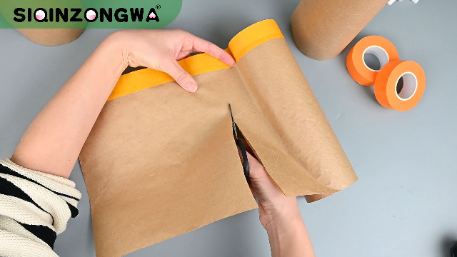 Image of Pre-Taped Masking Paper for Painting, 2 Pack 18 inch x 66 Ft Masking Paper Roll and 1 inch x 66 Ft Masking Tape, Tape and Drape Paint Adhesive Papers for Covering Skirting, Frames, Cars and Auto Body