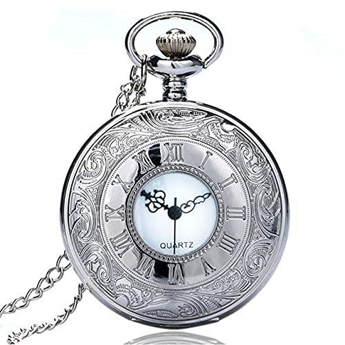 Relógio De Bolso Steampunk Prata Corrente Retro Vintage