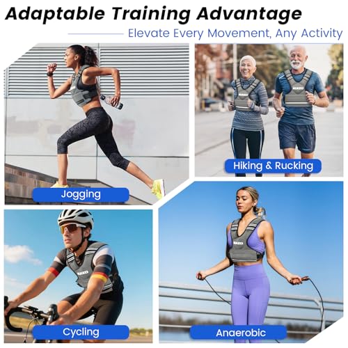 Image of Adjustable Weighted Vest Women /Men, 6-12lb /12-18lb /20-32lb Weight Vest with 6 Ironsand Weights for Strength Training Rucking Running Walking Fitness Workout