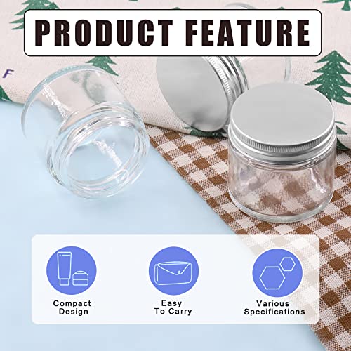 Glarks 15 Pack 2oz Glass Jars with Lids, Round Clear Glass Jars with Inner Liner and Silver Lids for Storing Creams, Beauty Products, Cosmetic and Ointments4