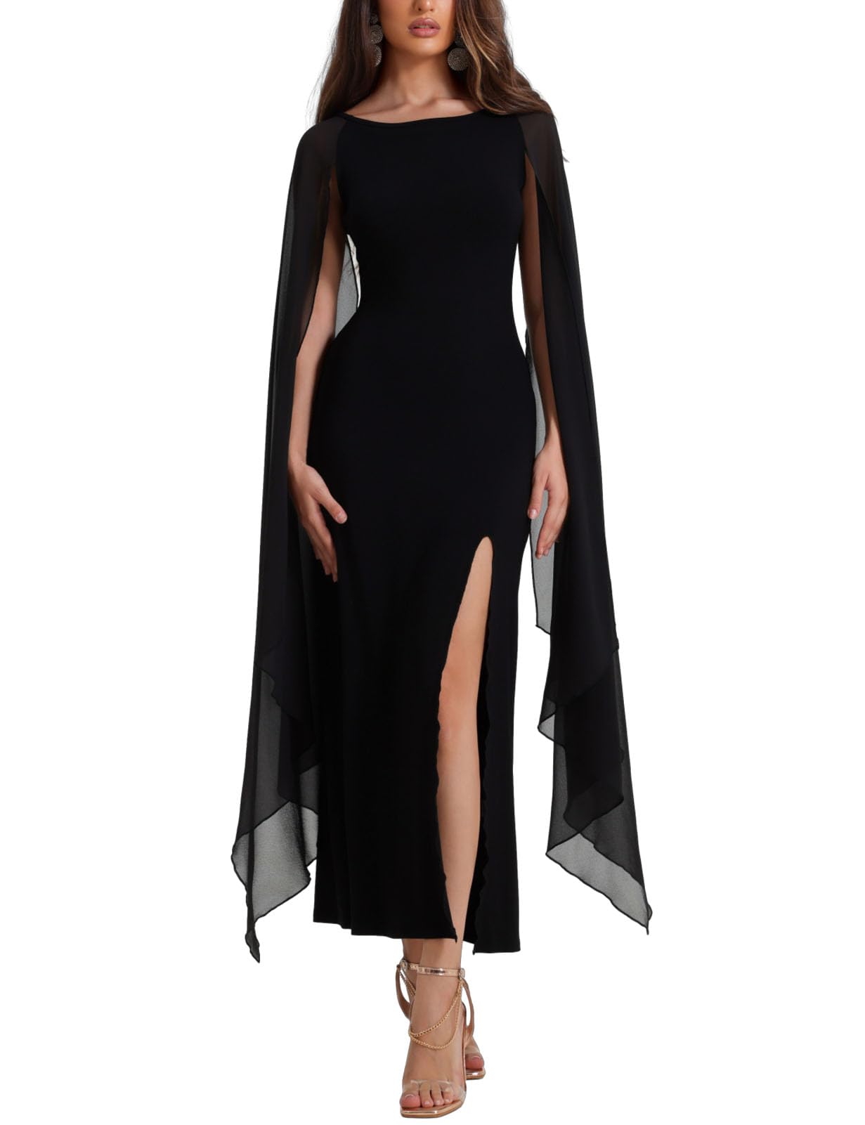 Xinlong Vestido Fiesta Mujer Maxi Elegante Costume Halloween Disfraz Negro Adulto Vestido Medieval Largo para Halloween Carnaval Party
