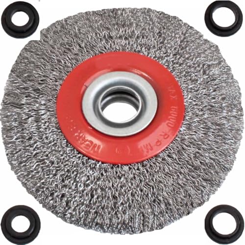Wire Brush for Bench Grinder 125 mm – Circular Brush Steel Barbs 0.3 mm for Bench Grinder – Cleaning Rust, Paint and Welding – Metal and Mechanical Workshop Tool