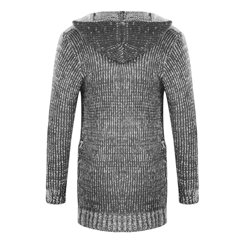 Mens Long Cardigan Sweaters Open Front Hooded Knitted Sweater Casual Ribbed Sweater Fall Outfits4