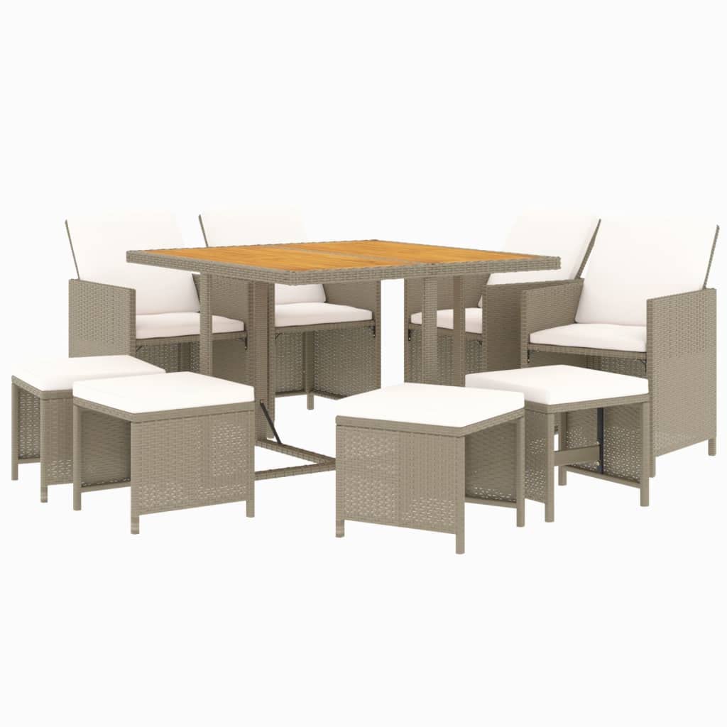 Mobilier de salle à manger table et chaises résine tressée beige pour confort sur terrasse