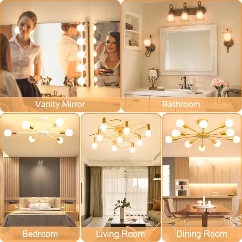 Image of G25 LED Globe Light Bulbs, Bathroom Vanity Light Bulbs E26 Base Warm White 2700K for Bedroom Makeup Mirror Lights, 60W Equivalent(5W), 500LM Non-dimmable,4Pack