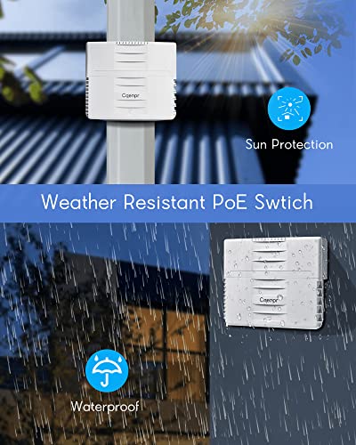 Cqenpr Outdoor Poe Switch With 8 Port Poe+2G Uplink+1Sfp Slot, Ieee802.3Af/At/Bt, All-In-One Box, 60W Poe++, 120W High Power Output, Play & Plug, Fan-Less Unmanaged, Ai Watchdog. #TOP1