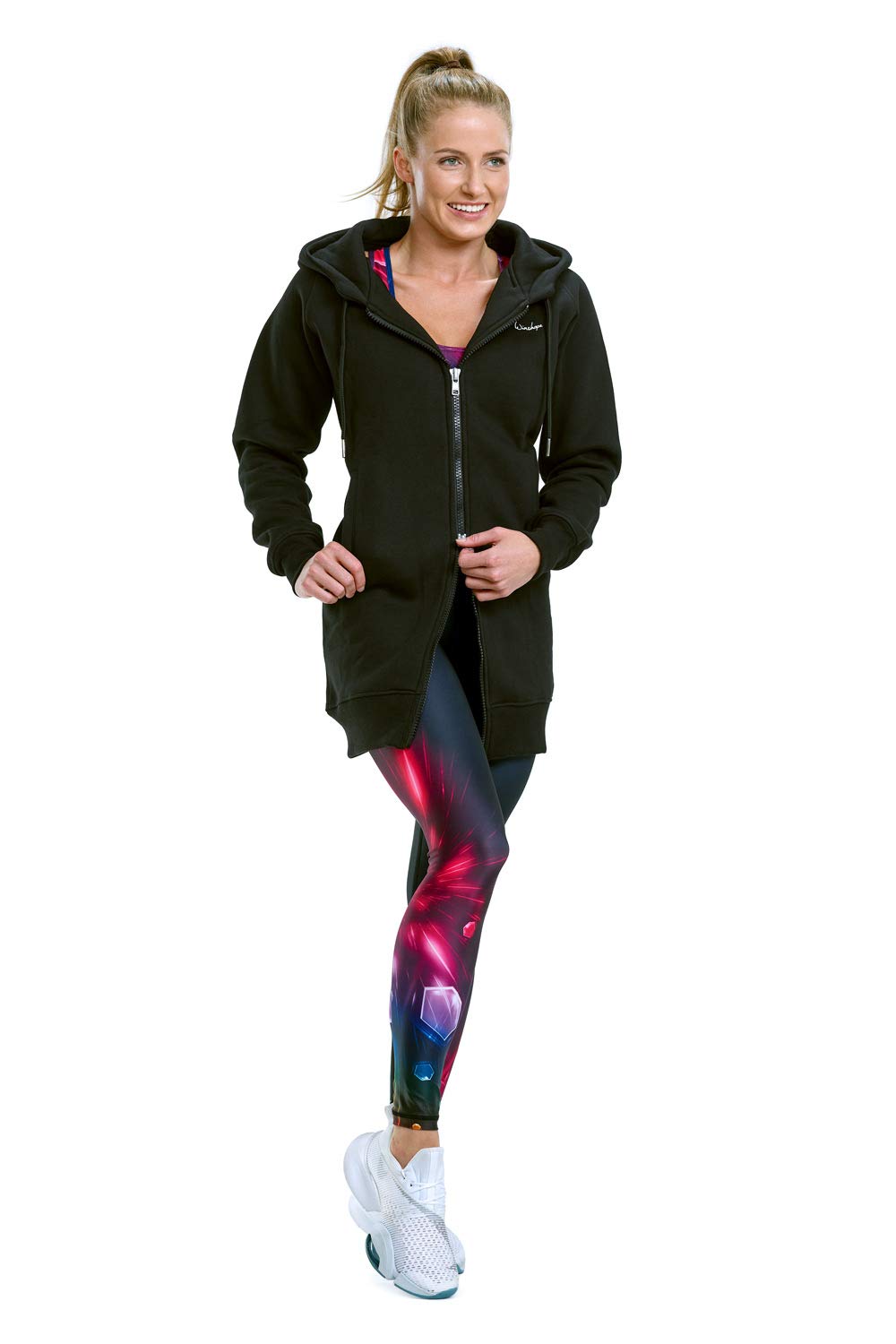 WINSHAPE Damen Winshape Lange, Kuschelige Hoodie-Jacke J006 mit 2-Wege-Zipper Kapuzenpullover