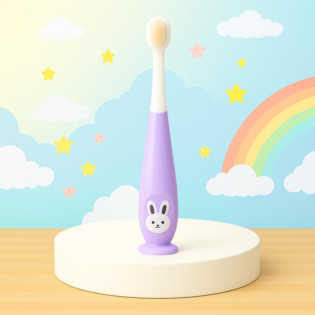 The Cheeky Kidzz Baby to Kids Ultra Soft Silicone Bristles Training Toothbrush For Gentle and Complete Oral Cleaning Easy Grip Tooth Brush 1 to 7 Years BPA Free (PATTERN 10, LARGE)-image-44