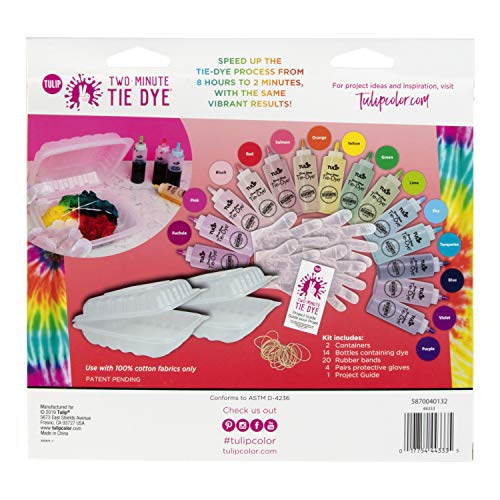 Tulip One-Step Tie-Dye Kit Tulip Two Kit, Fast & Easy 2 Minute Tie Dye, Fast Crafts, Party Supplies, 14 Bright Colors #TOP2