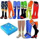 Fun Halloween Skeleton Skull Knee High Novelty Socks for Women 9-Pairs Gift Box (Fun Theme-B)
