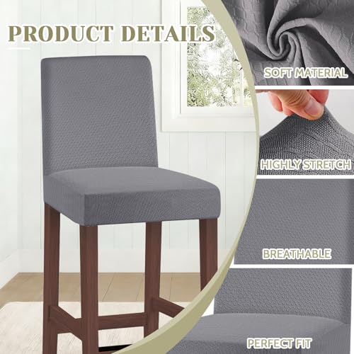 Image of Bar Stool Covers Counter Chair Slipcovers Set of 2,Light Grey | Stretch Barstool Seat Covers,Washable Removable Pub Tall Stool Slipcover,Bar Chair Cover for Kitchen Dining Room Cafe