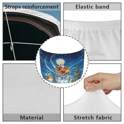 Image of Christmas Sleigh Car Hood Cover Car Hood Wrap Blankets Waterproof Stretchable Auto Exterior Accessories for Compact Sedans SUV Trucks Van (59x39 Inch)