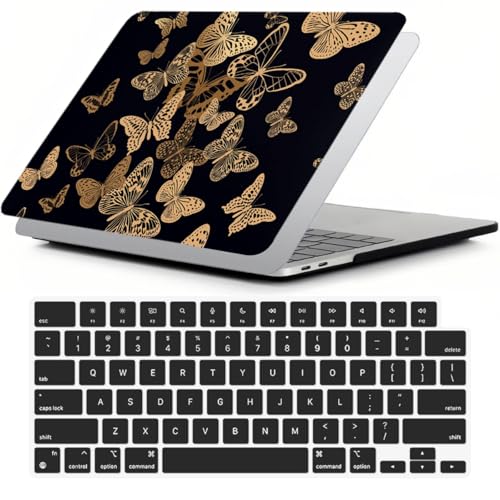 Carcasa MacBook Pro 13 Retina 2012-2015 A1502 A1425 con Protector Teclado Mariposa Dorada 1