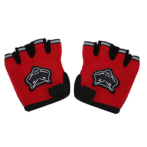 SODIAL(R) Par Guantes Cortos Rojo para Moto Ciclismo Bici Bicicleta Deporte