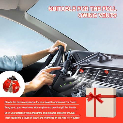 Image of 2 Pcs Ladybug Air Vent Clips, Red Lady Bug Car Air Diffusers Fresheners Cute Bling Gifts (Not Contain Air Freshener)