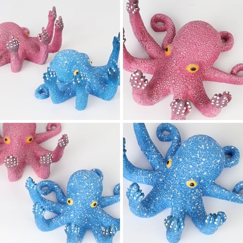 Estatua de pulpo con dedo medio luminosa azul y púrpura miniatura 6