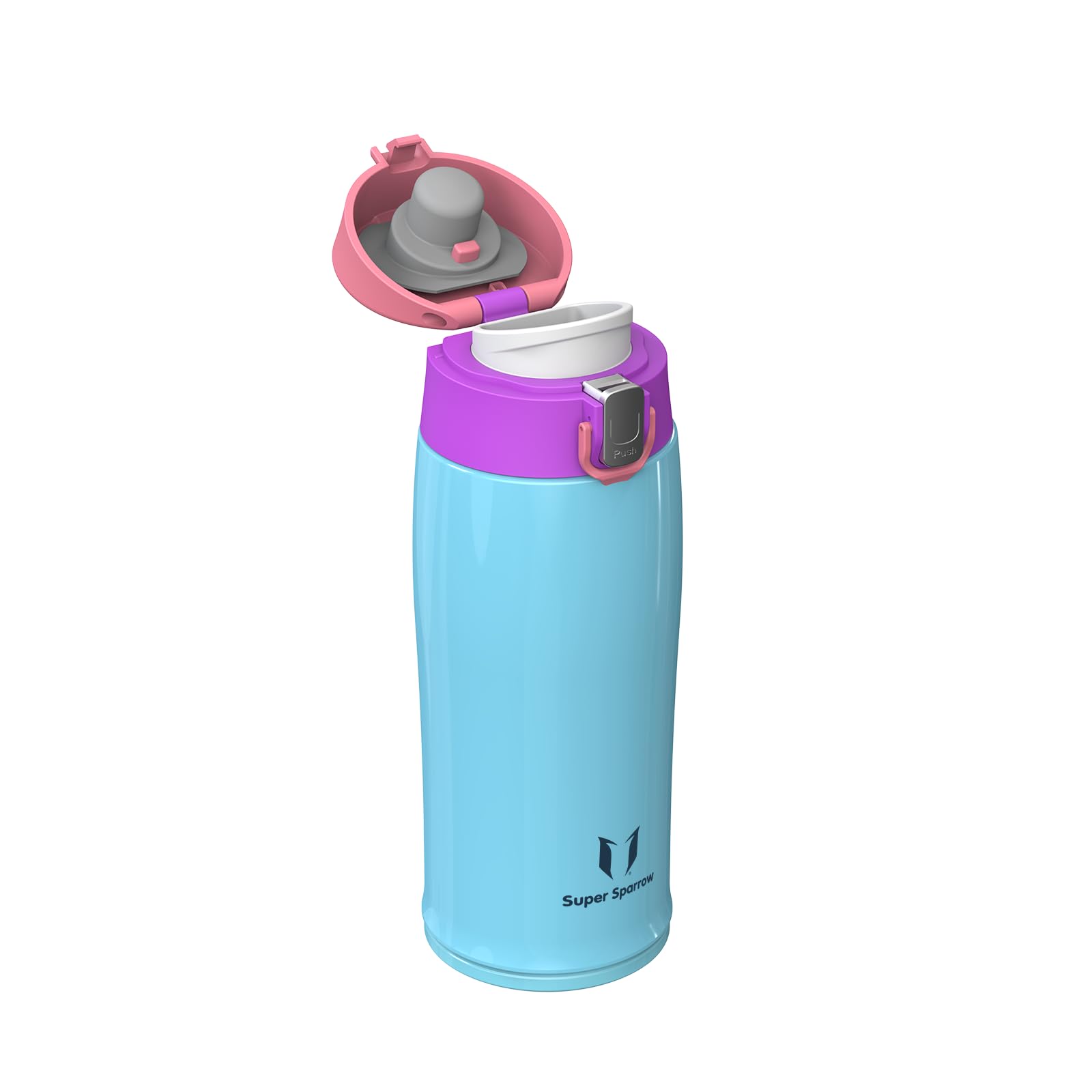 Super Sparrow Borraccia Termica Bambini, Acciaio Inox 18/8 Bottiglia Termica - 350ml - Senza BPA Tazza Termica, Borraccia Termica per Scuola, Sportiva, Bici, Campeggio, Palestra