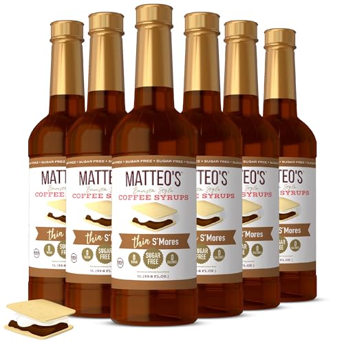 Matteo's S'mores Syrup for Coffee & Desserts – 33.8oz, 6 Pack