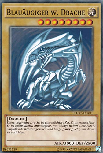 YGO - Blauäugiger w. Drache - Common - Anime Sammlerkarte - 2. Auflage im Set mit Ultra Pro Toploader und Schutzhülle (Klarsicht) - 1 Stück