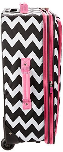 Image of Rockland Escape 4-Piece Softside Upright Luggage Set,Telescoping Handles, Pink Chevron, (14 /19 /24 /28)