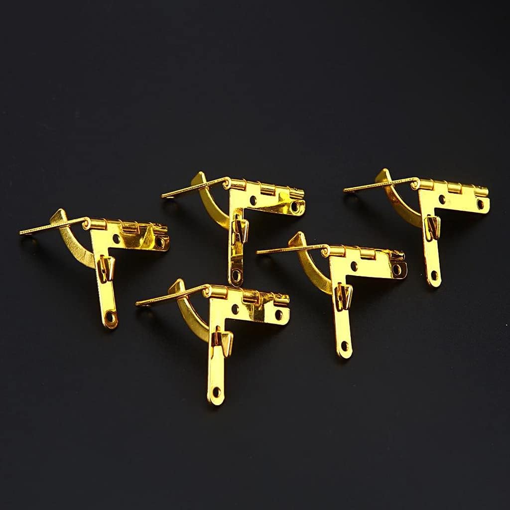 5pcs Antique 31 * 30mm Furniture Hinges 90 Degree Angle Support Spring Hinge for Wine Case Jewelry Box Lid Accessories