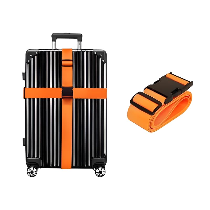 Dayish Luggage Strap | Luggage Belt for Suitcase & Trolley Bags | Travel Belt with Quick Release Adjustable Buckle for Suitcase (1, Orange)