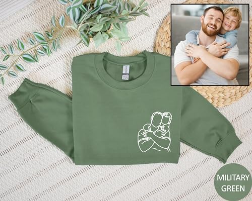 Custom Dad Hoodie Portrait from Photo Sweatshirt Personalized Gift for Dad Father’s Day Hoodie Birthday Gifts For Him Outline Sweatshirt From Daughter for Dad Multicolor3