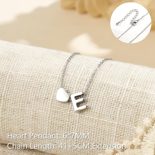 LOLIAS Heart Initial Necklace Women Heart Letter Necklace Stainless Steel Silver Name Necklace with Tiny Heart Letter Pendant Personalised Necklace Women Girls Gifts - Image 5