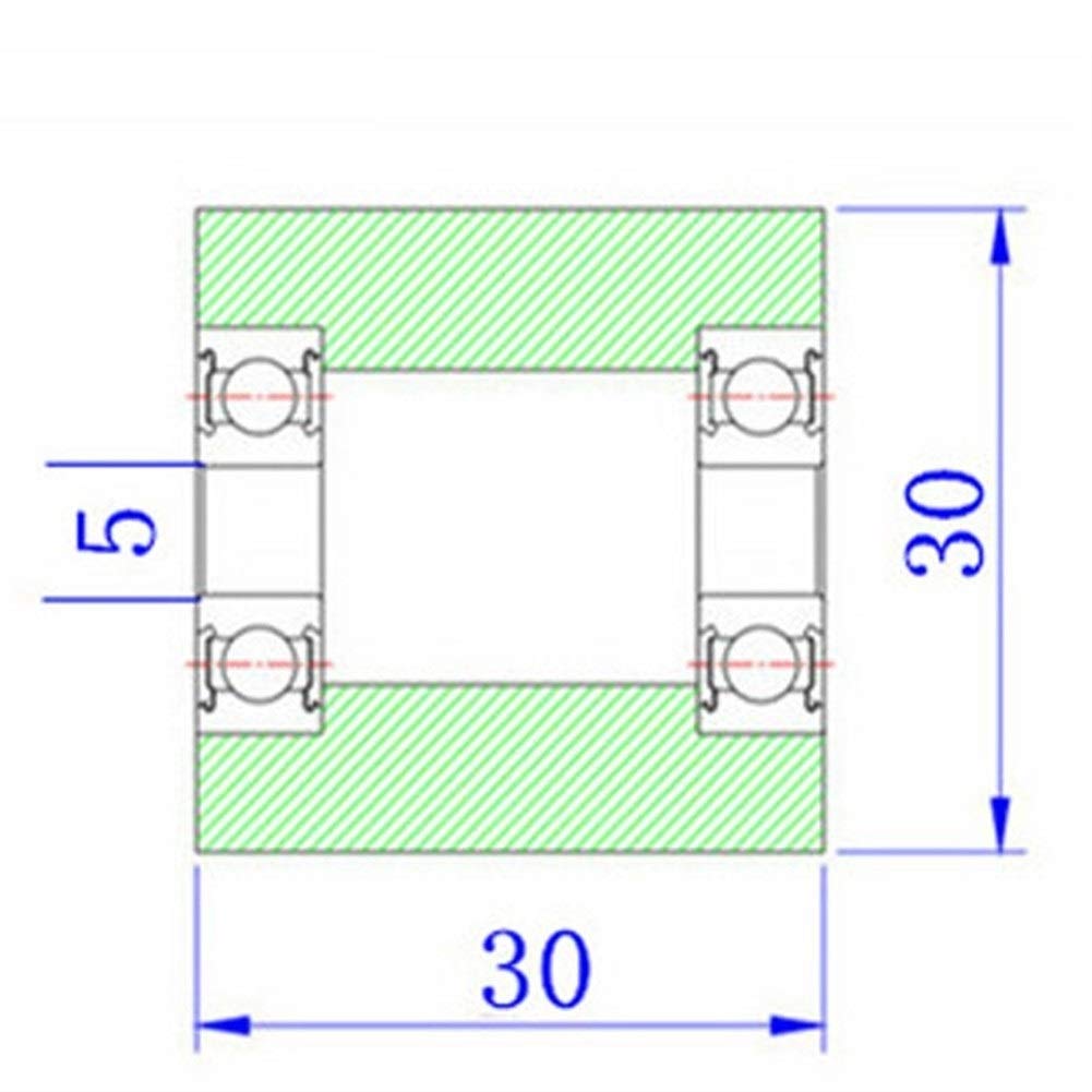 JIYAMI'EN EL-ZHOU PU 635 de cojinete 5x30x30mm del Eje de 5 mm Puertas correderas de Rodillos con 2 Cojinetes de Poliuretano Guiding Wheel Rodillo de Arrastre (Size : 6Pcs)