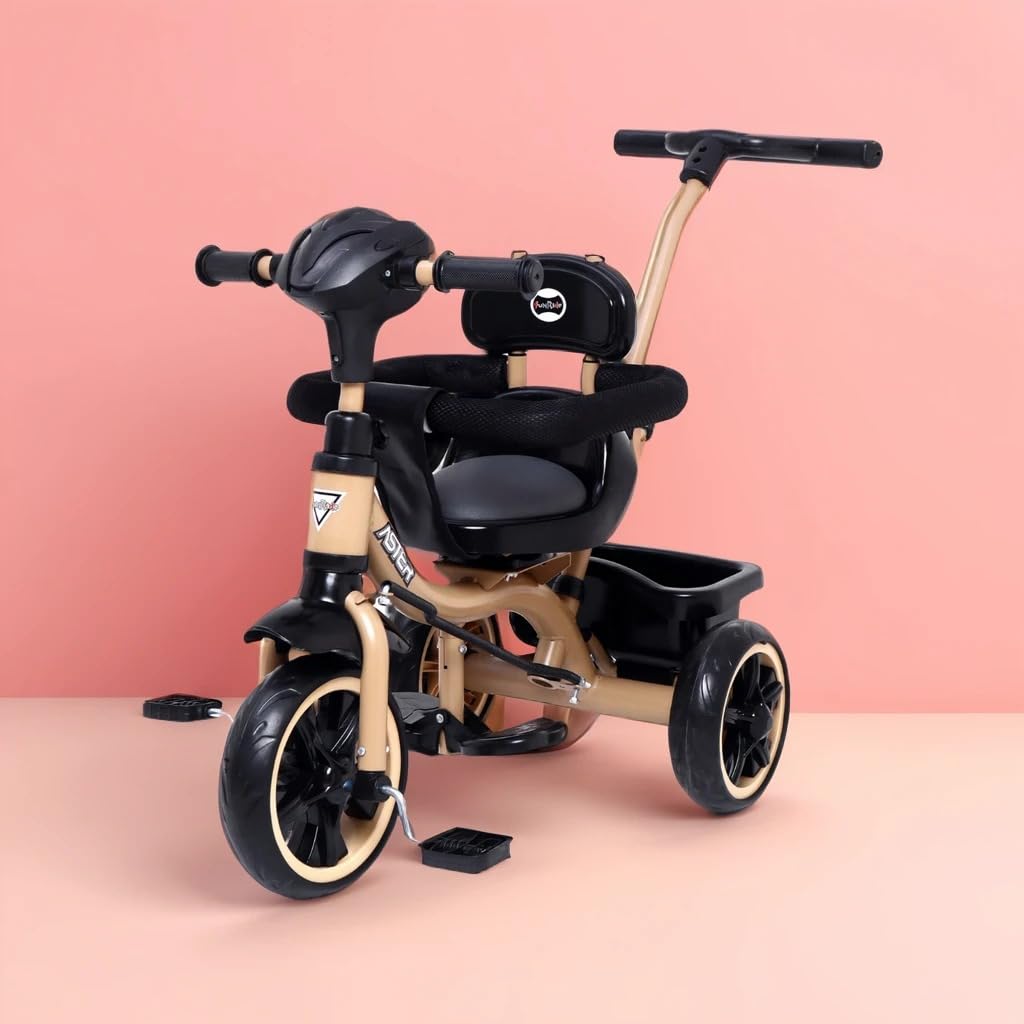 Fun Ride Kids Aster Tricycle with 360 Rotatable Seat, Parental Control Handle for 1.5 to 5 Years - Musical Trike for Kids with Safety Handle for Boys and Girls (Beige)-image-28