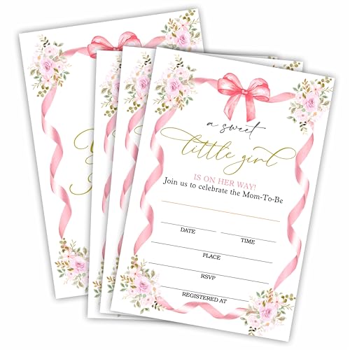 Nuckxy Floral & Bow Baby Shower Invitations