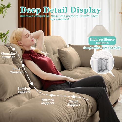 Image of SoarFlash 166 inch Sectional Sofa Couch, U Shaped Modern Modular Sofa with Solid Wood Legs, Couches Sofas for Living Room Apartment, Comfortable Couches, Brown