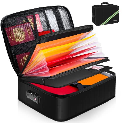 Noiposi Document Organizer with Lock,15.0"x11.0"x4.3" Waterproof and Fireproof Document Box,Portable Home Travel Safe Storage Box for Important Documents,File and Birth Certificate Noiposi Document Organizer with Lock,15.0"x11.0"x4.3" Waterproof and Fireproof Document Box,Portable Home Travel Safe Storage Box for Important Documents,File and Birth Certificate
