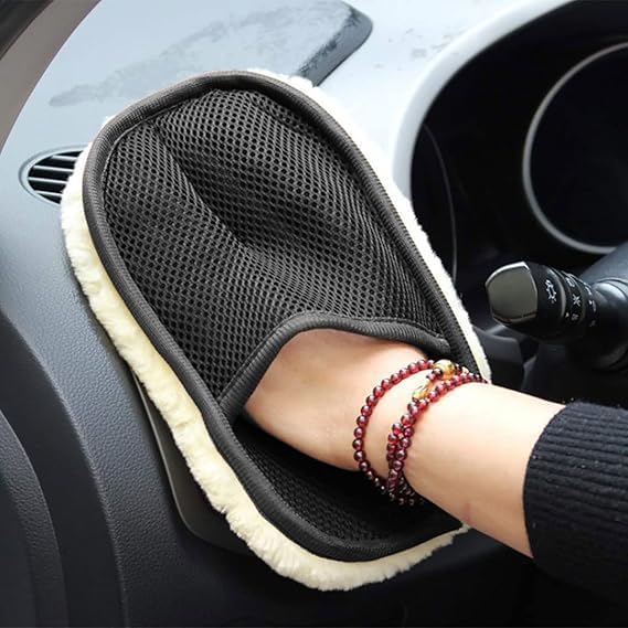 Image of Set of 2 Wool Car Washing Gloves - Scratch-Free Wash Mitt Sponge for Car Wash - Waterproof Car Wash Gloves for Interior & Exterior Detailing, Super Absorbent Gloves for Cars & Bike Cleaning (Multi)